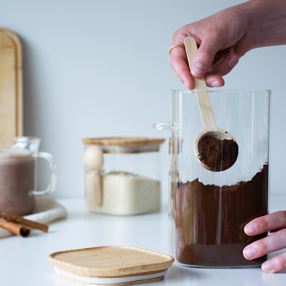 Glass Storage Canister with Bamboo Lid & Measuring Spoon