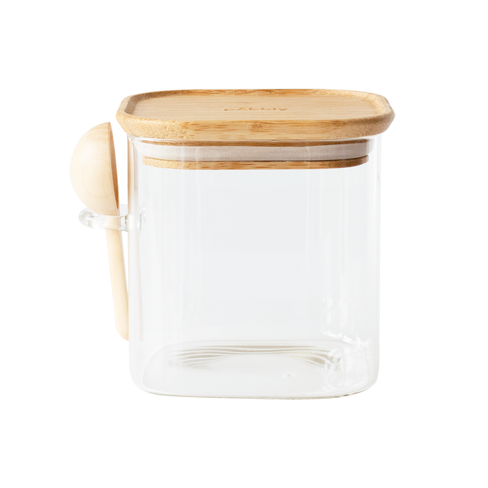 Glass Storage Canister with Bamboo Lid & Measuring Spoon