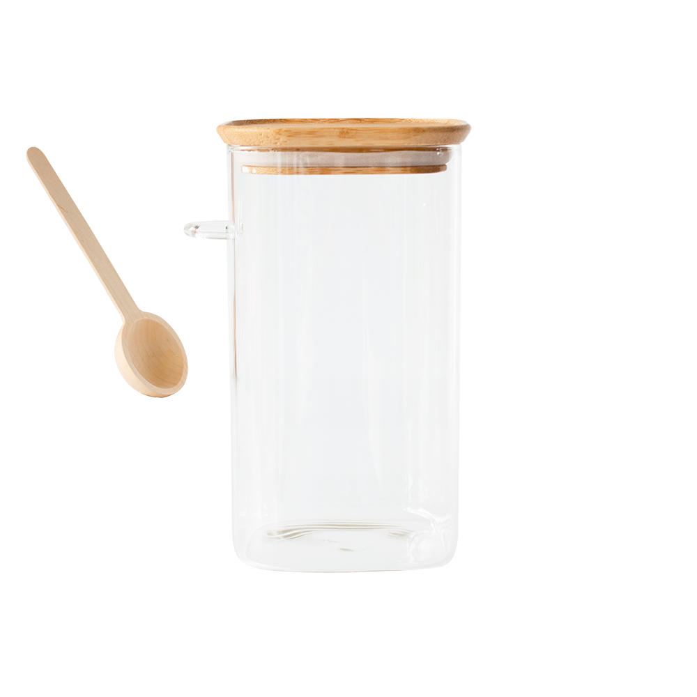 Glass Storage Canister with Bamboo Lid & Measuring Spoon