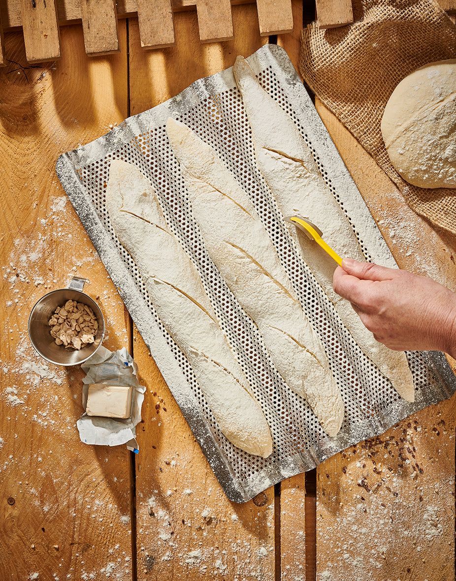 Perforated Stainless Steel Baguette Pan for 3 Baguettes