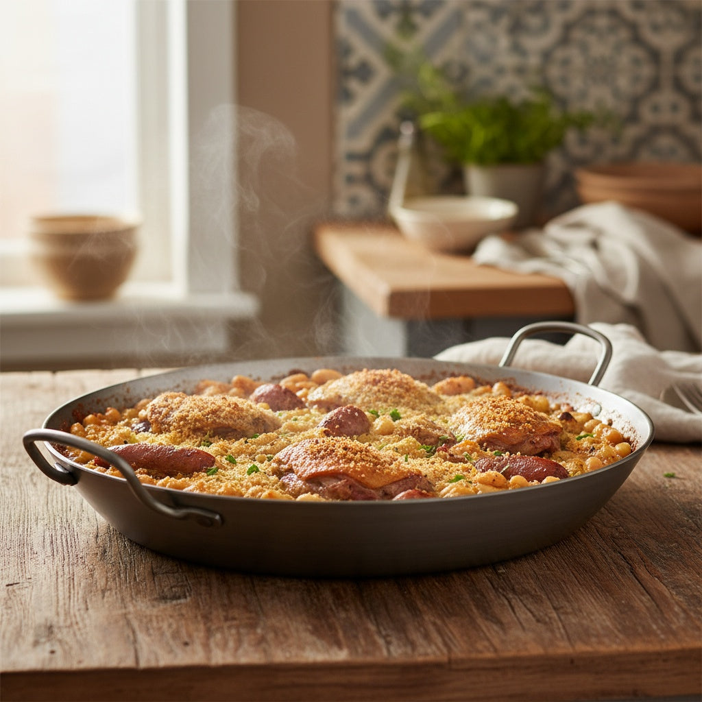 CARBONE PLUS Carbon Steel Rounded Fry Pan - Double Handles