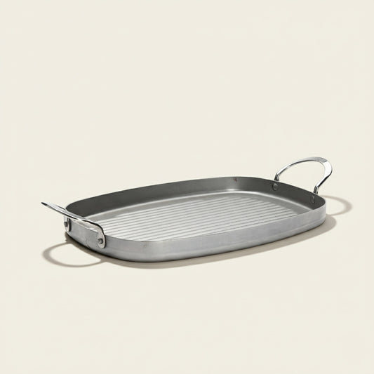 Mineral B Griddle With Grill Marks and 2 Handles