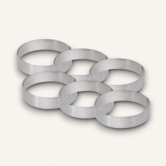 Perforated Round Tart Ring 6pc Set - 0.8"H