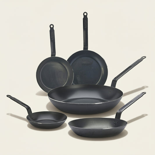 Blue Carbon Steel Complete Fry Pan Set