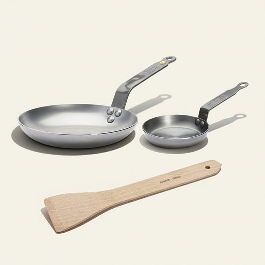 MINERAL B Classic Carbon Steel Egg Kit with B Bois Beveled Spatula