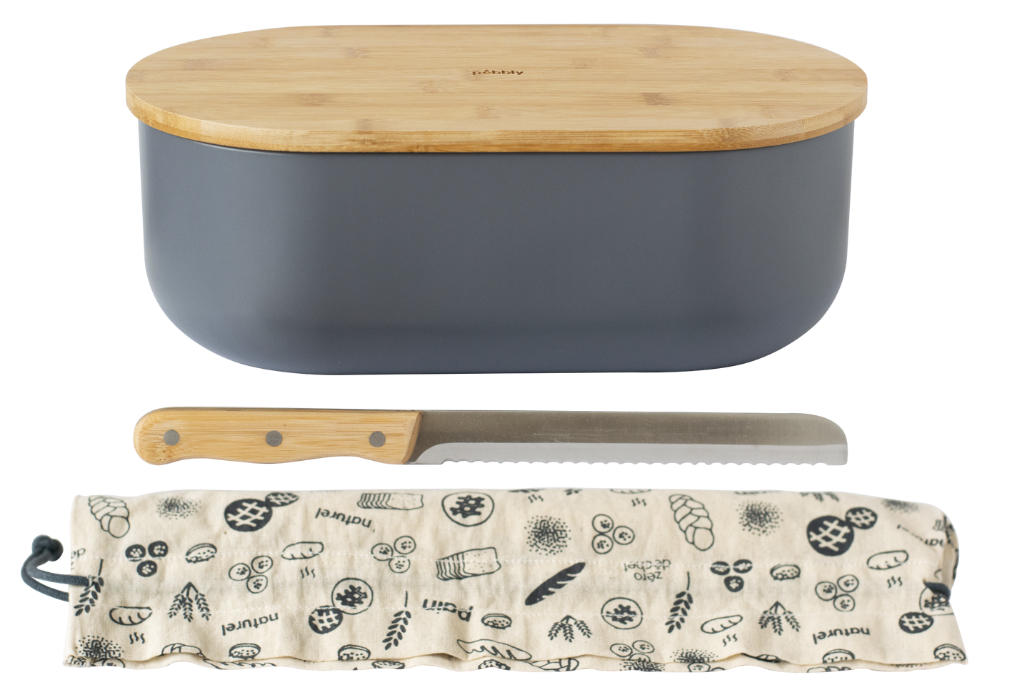 4-in-1 Bread Box with Cutting Board, Knife, and Cotton Bag