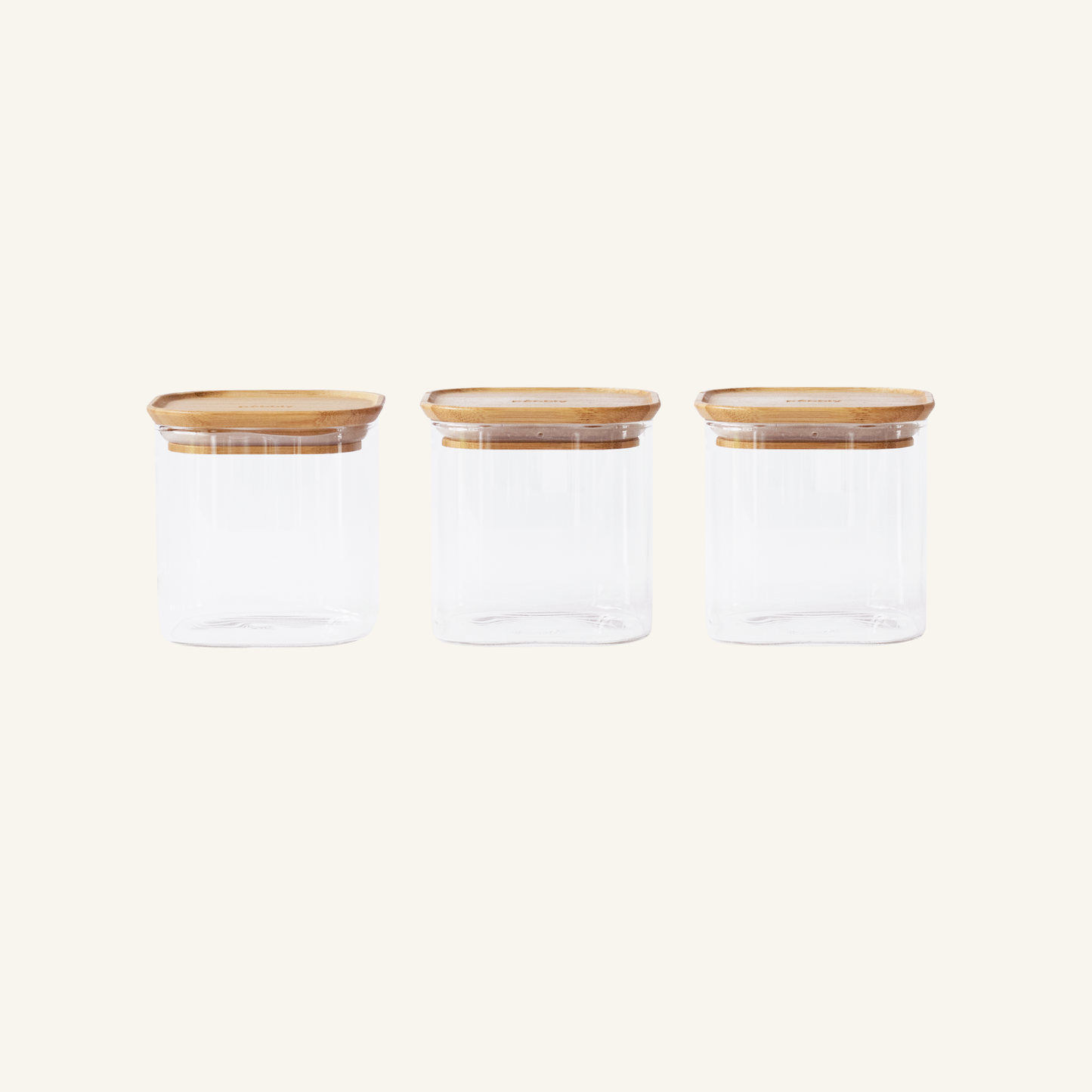 Square Glass Canisters with Bamboo Lids 3-Pack