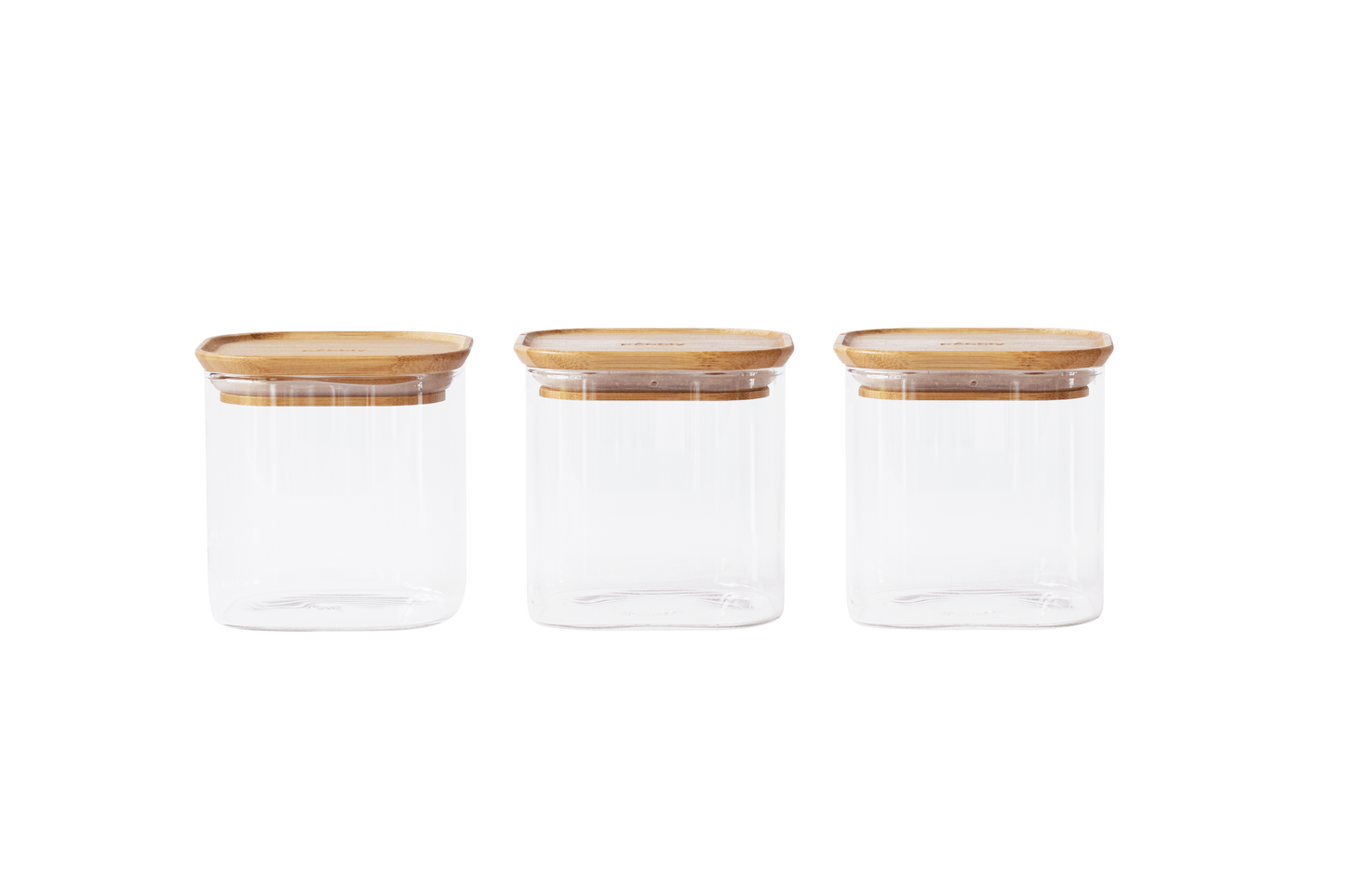 Square Glass Canisters with Bamboo Lids 3-Pack