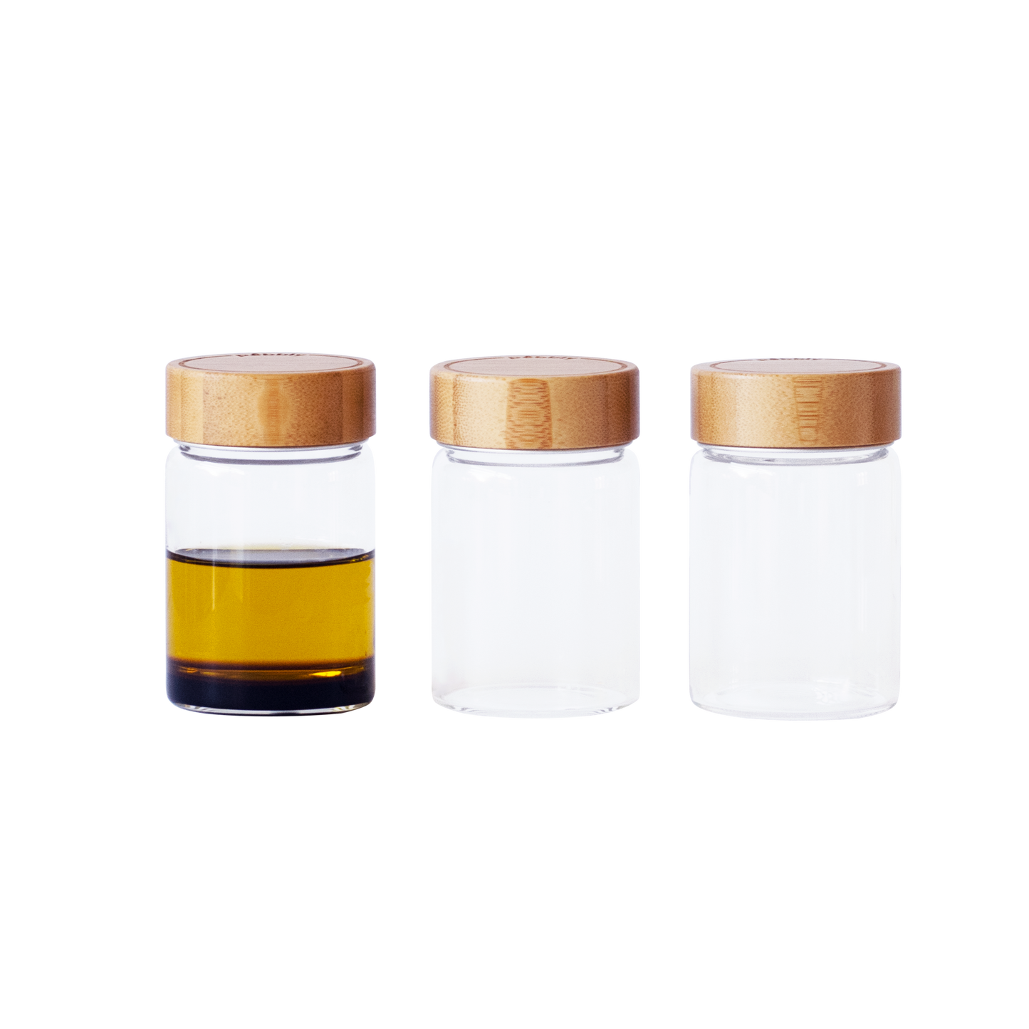 Round Glass Spice Cannisters with Bamboo Screw Lids 3-Pack