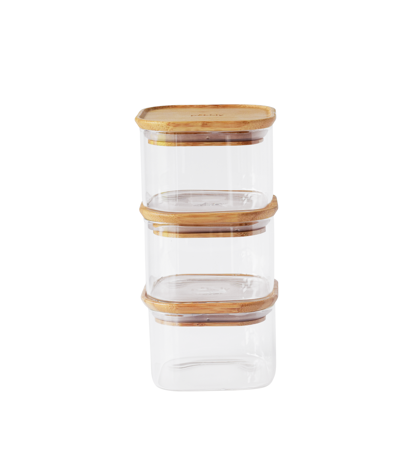Square Glass Canisters with Bamboo Lids 3-Pack