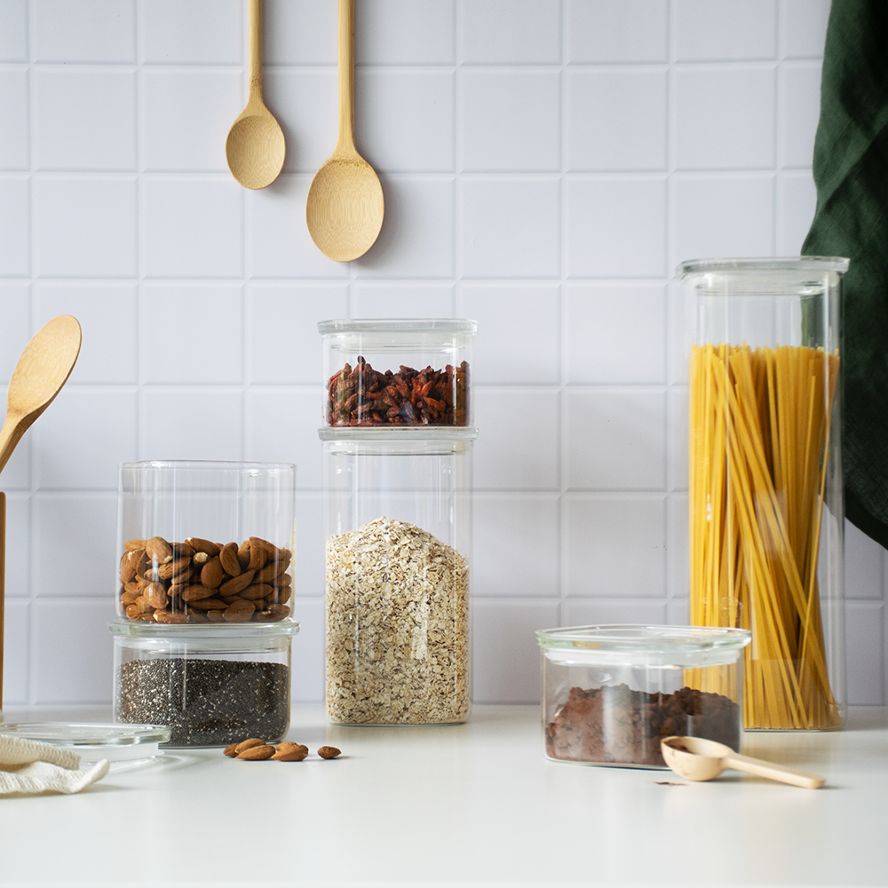 Stackable Glass Container with Glass Lid
