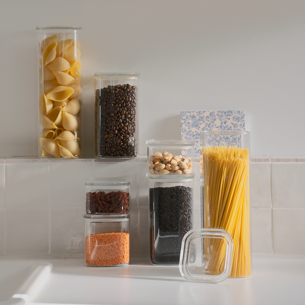 Stackable Glass Container with Glass Lid