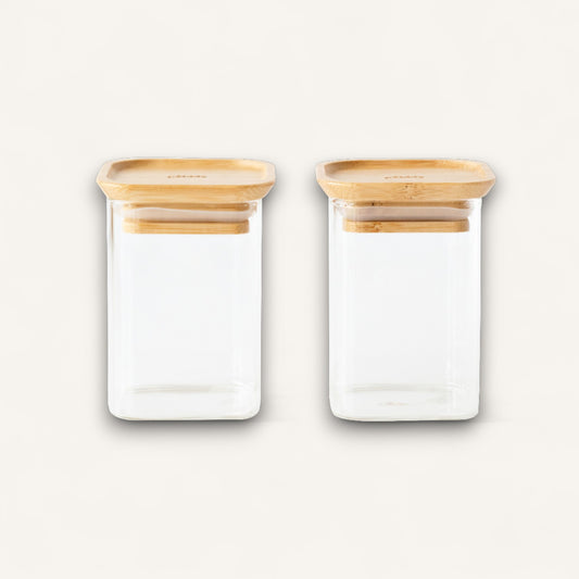Stackable Glass Container with Bamboo Lid 2pack