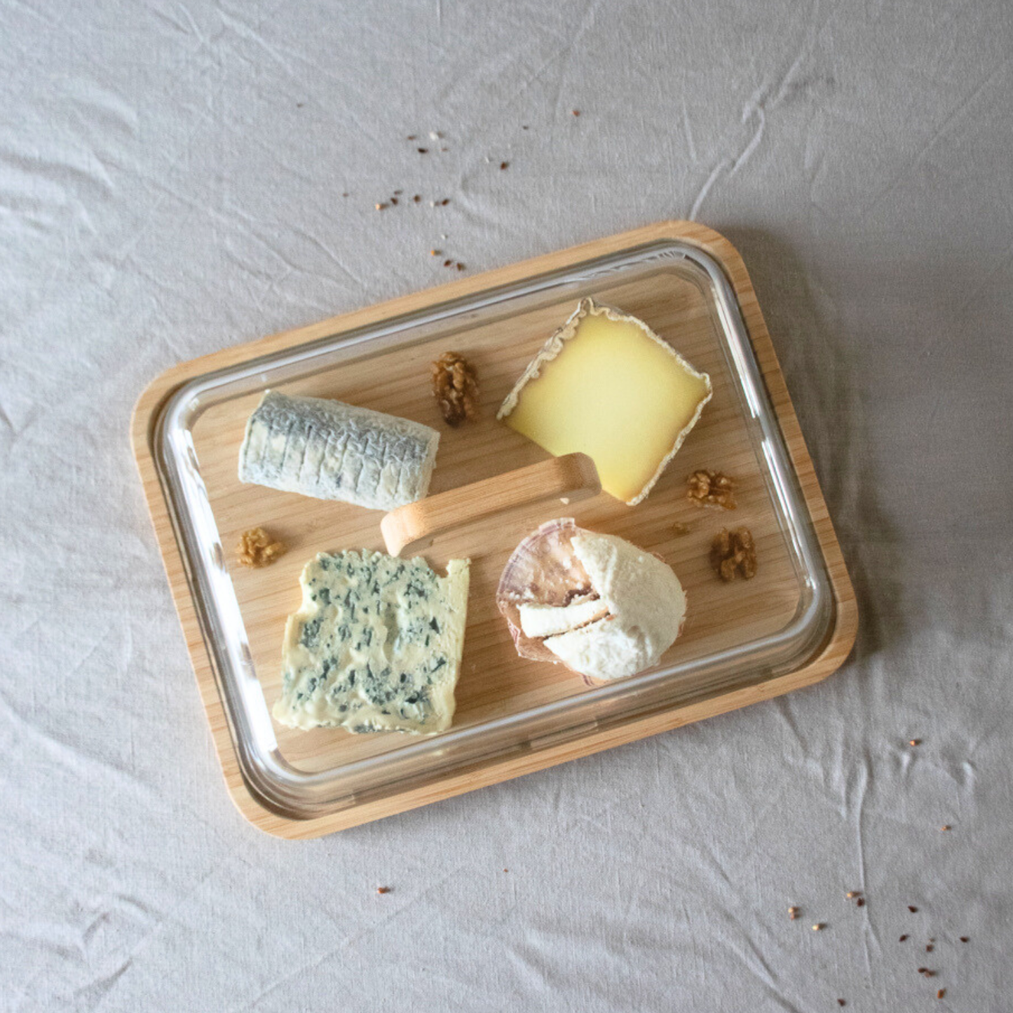 Glass & Bamboo Cheese Box