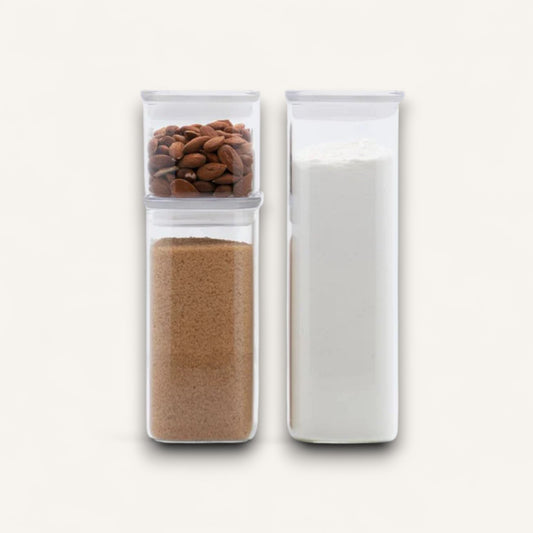 Stackable Glass Container with Glass Lid - Set of 3